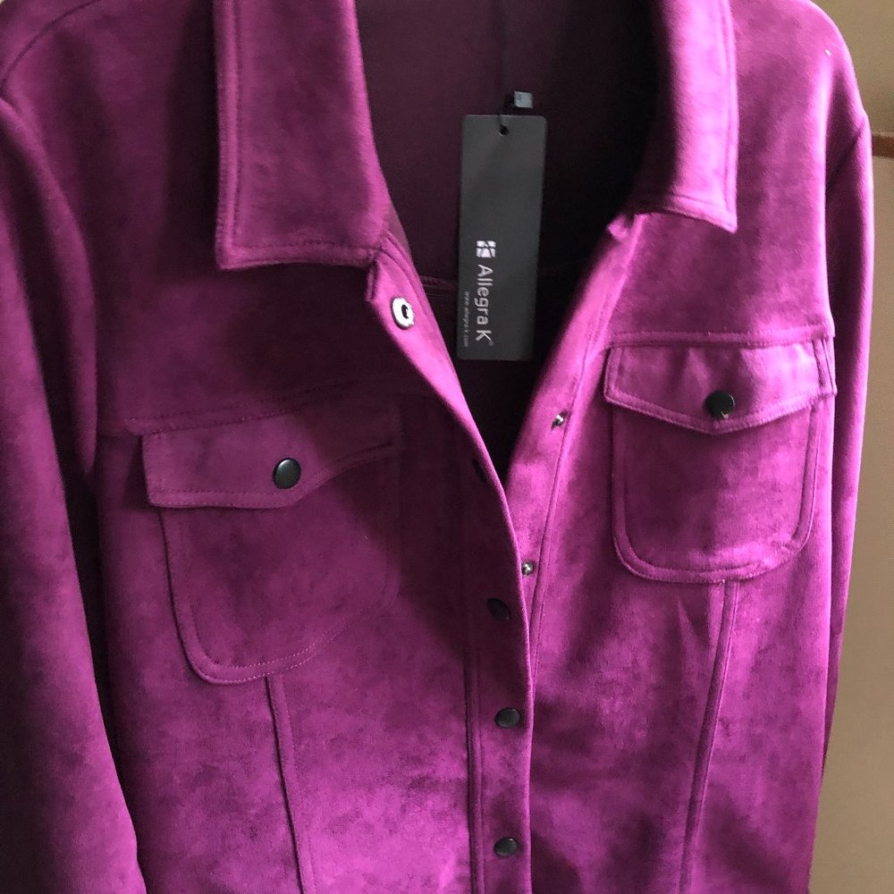 Purple Suede  snap closure jacket - size Large